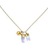 SUPERPOWER CHARM NECKLACE - AQUAMARINE & KUNZITE - GOLD PLATE on sterling silver by tiger frame jewellery