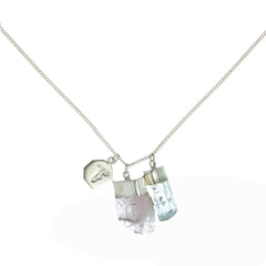 SUPERPOWER CHARM NECKLACE - AQUAMARINE & KUNZITE - sterling silver by tiger frame jewellery