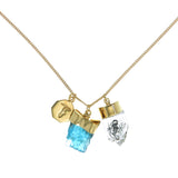 SUPERPOWER CHARM - APATITE & DIAMOND QUARTZ - GOLD PLATE ON sterling silver by tiger frame jewellery