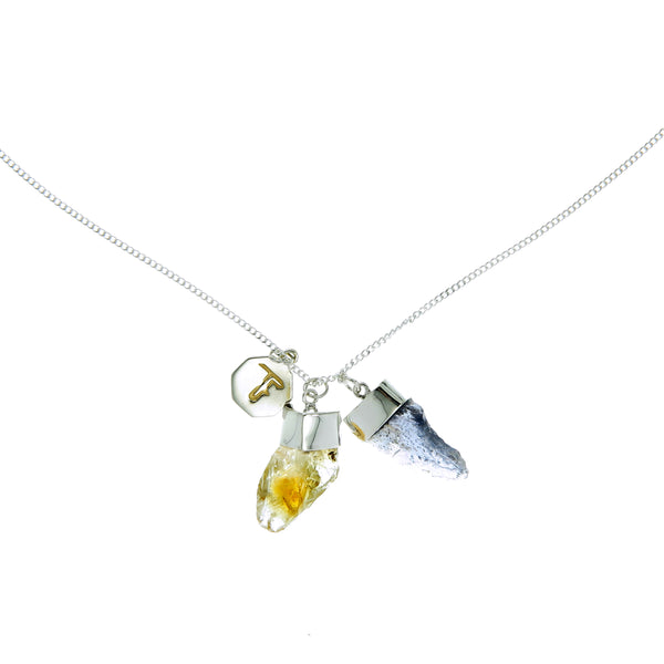 SUPERPOWER CHARM NECKLACE - CITRINE & IOLITE - STERLING silver by tiger frame jewellery