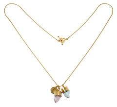 SUPERPOWER CHARM NECKLACE - AQUAMARINE WITH ROSE QUARTZ - GOLD