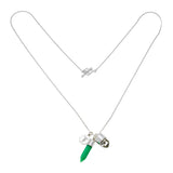 SUPER POWER CHARM NECKLACE - CHRYSOPRASE WITH DIAMOND QUARTZ - SILVER
