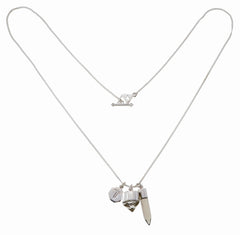 SUPERPOWER CHARM NECKLACE - SMOKY WITH  DIAMOND QUARTZ - SILVER