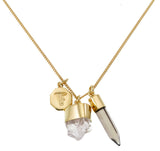SUPERPOWER CHARM NECKLACE - ROSE WITH SMOKY QUARTZ - GOLD