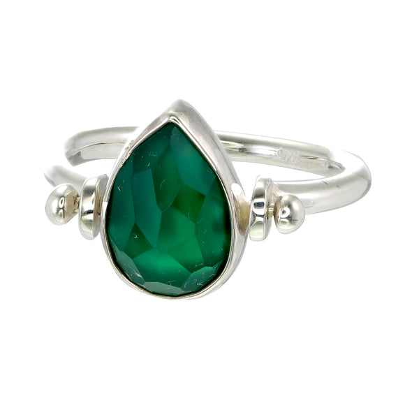 TEARDROP SWIVEL RING - GREEN ONYX - sterling silver by tiger frame jewellery