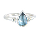 TEARDROP SWIVEL RING - LONDON BLUE TOPAZ - SILVER