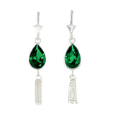 TEARDROP TASSEL PULL THROUGH GREEN ONYX - SILVER