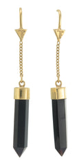 BLACK ONYX PULL THROUGH EARRINGS - GOLD plated sterling silver by tiger frame jewellery