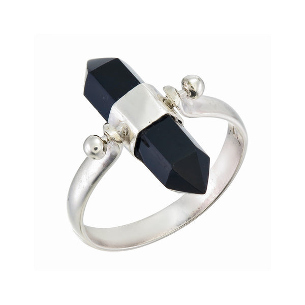 BLACK ONYX SWIVEL RING - sterling silver by tiger frame jewellery
