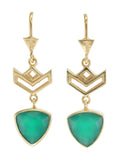 VON CHEVRON PULL THROUGH EARRINGS - GREEN ONYX - GOLD plate on sterling silver by tiger frame jewellery