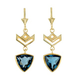 VON CHEVRON PULL THROUGH EARRINGS - LONDON BLUE TOPAZ - GOLD