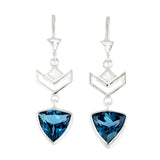 VON CHEVRON PULL THROUGH EARRINGS - LONDON BLUE TOPAZ - SILVER