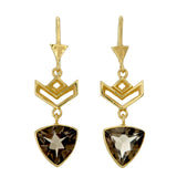 VON CHEVRON PULL THROUGH EARRINGS - SMOKEY TOPAZ - GOLD plate on sterling silver by tiger frame jewellery