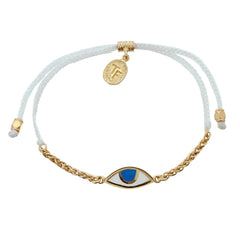 CHAIN & CORD EYE PROTECTION BRACELET - WHITE - GOLD