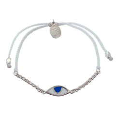 CHAIN & CORD EYE PROTECTION BRACELET - WHITE - SILVER