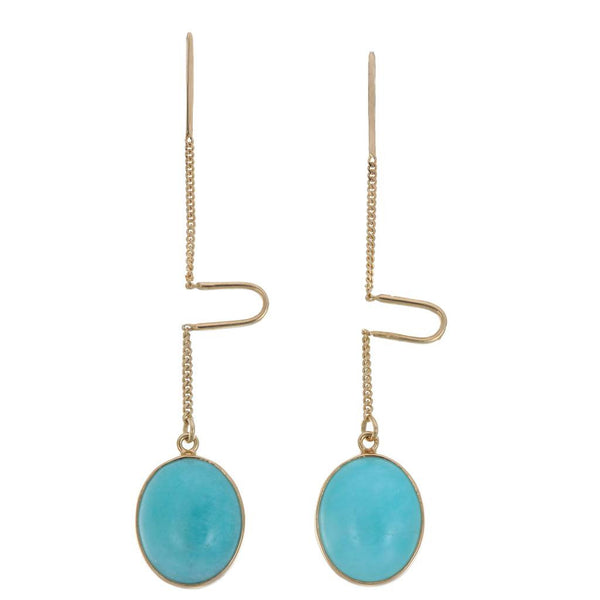 AMAZONITE OVAL PULL THROUGH  earrings in gold plated silver by tiger frame jewellery